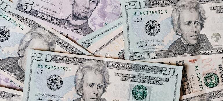 Dollar bills on the ground